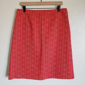 Boden Geo Floral Print A-Line Knee Length Skirt Red Sz Women's 14L Lined Modest